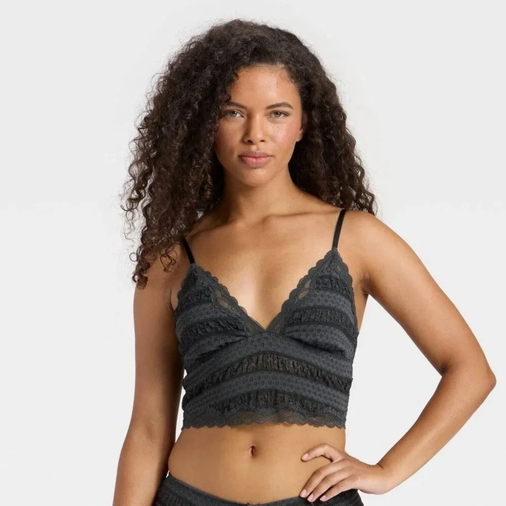 NWT Women's Bubble Lace Cropped Cami - Wild Fable Steel Gray XL - Picture 1 of 5